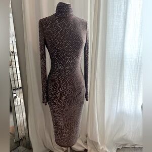 Rhinestone Studded Mesh Dress